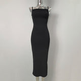 Women Dresses Suspender Dress Slit Sheath Skirt Vest Dress