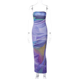 Women Dresses Summer Printing Slim Fit Backless Dress