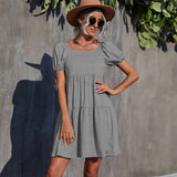 Women Dress Knitted Square Collar Dress