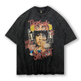 Men T Shirt Summer Retro Worn Looking Washed-out Short Sleeve T-shirt