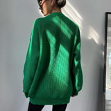 Ladies Leisure Knitwear Loose Knitted Sweater Women Casual Solid Color Autumn and Winter Cardigan