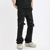 Men Jeans Straight Cargo Jeans Loose Straight-Leg Wide-Leg Pants