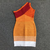 Women Evening Dress Rainbow Dress Striped Sheath Bandage One-Piece Dress Dress