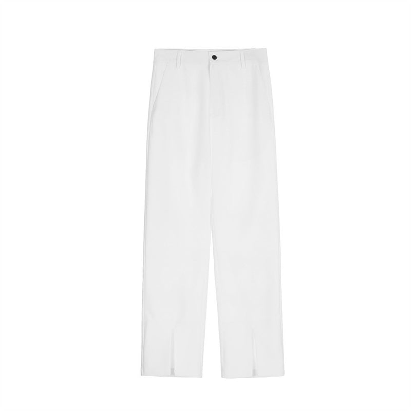 Men Sweatpants Solid Color Casual Suit Pants Loose Straight Trousers