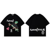 Men T Shirt Vintage Printed round Neck Short Sleeve T-shirt
