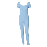 Women Jumpsuit Summer Backless Short Sleeve Jumpsuit (Hawthaw0412)