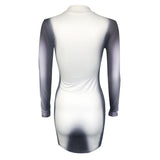 Women Dresses Spring and Autumn Turtleneck Long Sleeve Sexy Print Dress (Bla0420)