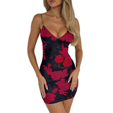 Women Dresses Summer Slim-Fit Hip-Wrapped Short Dress Retro Spaghetti Straps Dress