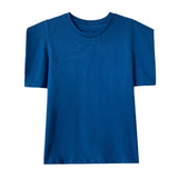 Women's T-shirt Summer Short-Sleeved T-shirt Women's Loose round Neck I Puff Sleeve Top