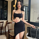 Women Dresses Summer Sexy Backless Hollow Slim Fit Dress