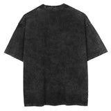 Men Washed T Shirt Black Japanese Anime Graphic Print TShirt