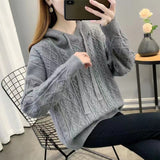 Women Knitwear Fall Winter Hooded Knitwear Sweater