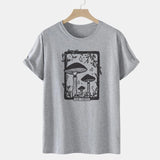 Mushroom Tarot Card T Shirt Vintage Aesthetic Short Sleeve