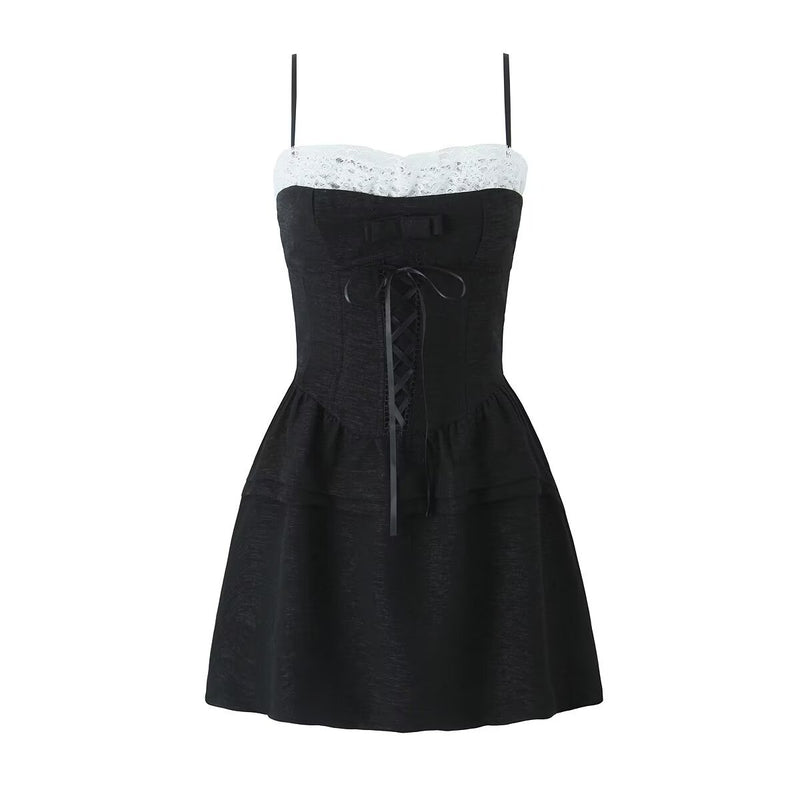 Women Dresses Spring/Summer Bow Lace Sling Dress (Xds0414)