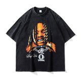 Asap Rocky T Shirts Washed Vintage Hip Hop Short Sleeve Print