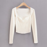 Women Sweater Knitwear Autumn Long Sleeve off-Shoulder Knitwear Pullover Top