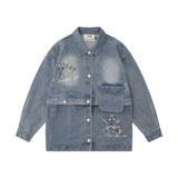 Women Jacket XINGX Affixed Cloth Embroidered Detachable Denim Jacket
