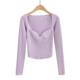 Women Sweater Knitwear Autumn Long Sleeve off-Shoulder Knitwear Pullover Top