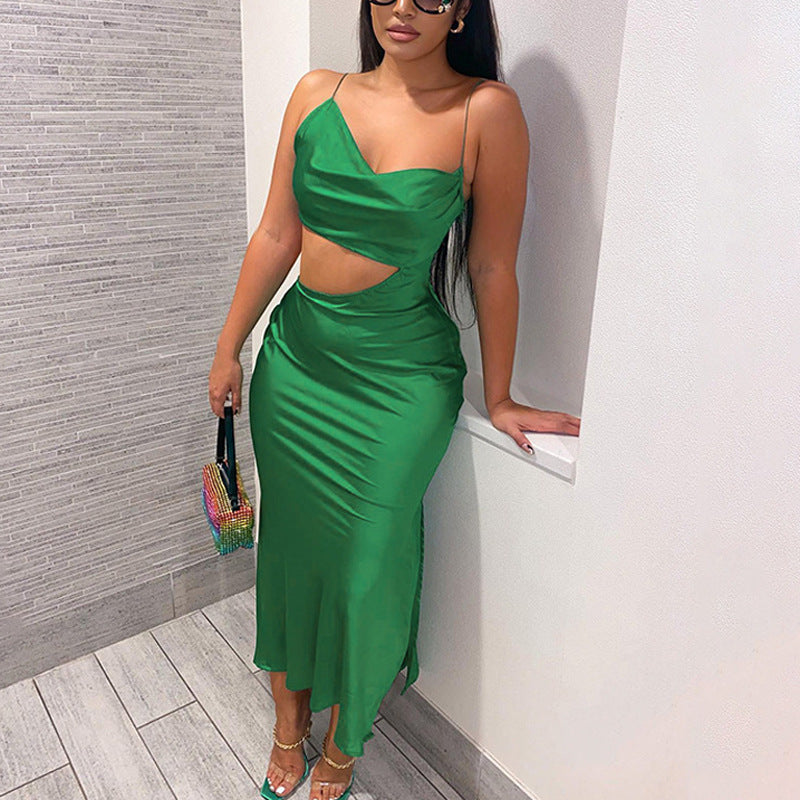 Women Dresse Vintage Summer Dress Waist-Baring Slim-Fit Sling Dress