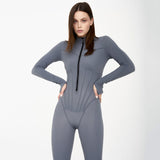 Women Jumpsuit Autumn and Winter Long Sleeves High Elastic Zipper Jumpsuit