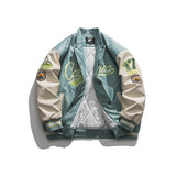 Unisex Winter Cotton Coat Embroidered Baseball Collar Leather Cotton-Padded Coat Retro Thickened Coat