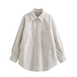 Women Jacket Autumn and Winter Pocket Loose Woolen Coat
