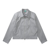 Women Jacket Autumn Zipper Casual Solid Color Polo Collar Pilot Jacket