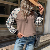 Women Knitted Sweater Autumn and Winter Leisure Contrast Color Knitwear Long Sleeve Patchwork Knitting Bottoming Shirt