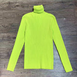Vetements Sweater Slim-Fit Turtleneck Labeling Fluorescent Green Vertical Bar Knitted Sweater