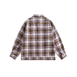 Unisex Jacket Vintage Plaid Workwear Jacket Men and Women Couple Casual Loose Spring and Autumn Coat