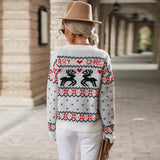 Women Knitted Sweater Autumn Knitted Long Sleeve Pullover round Neck Christmas Sweater