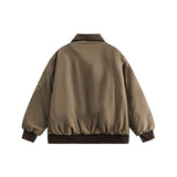 Unisex Winter Cotton Coat Corduroy Lapel Cotton-Padded Coat Vintage Loose Cotton Coat