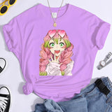 2024New Kanroji Mitsuri Graphic Print T Shirt Women Summer