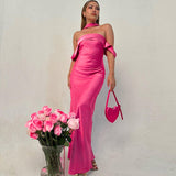 Women Dresses Summer Sexy Backless Zipper Tube Top Dress