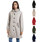 Women Trench Coat Autumn and Winter Waterproof Anorak Women's Casual Long Coat