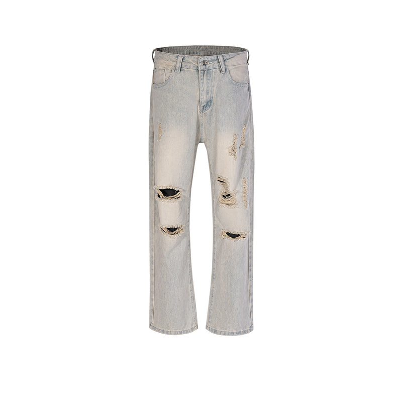 MIJKO Men's Vintage Pants MIJKO Men's Clothing Women's Wash Water Old Trousers Slightly Stretched Jeans