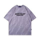 Men T Shirt Vintage Distressed Graffiti Suede Short Sleeve T-shirt