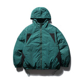 Unisex Winter Cotton Coat Winter Color Stitching Hooded Cotton-Padded Coat Loose and Warm Cotton-Padded Coat