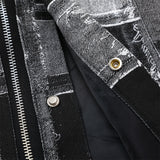 Men Jacket Coat Plaid Jacket Men's Spring and Autumn Zipper Stitching Denim Coat