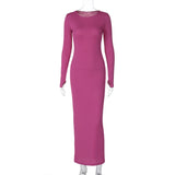 Women Dresses Spring Slim-Fitting round Neck Long Cuff Dress