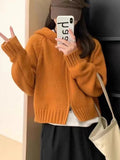 Women Knitted Cardigan Loose Hooded Sweatshirt Women's Autumn and Winter Zipper Knitted Top
