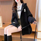 Women Knitwear Fall Winter Hooded Zipper Sweater Coat Knitted Cardigan