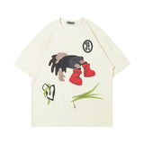 Men T Shirt Cartoon Graffiti Couple Short Sleeve T-shirt Retro