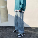 Men Jeans Straight-Leg Pants Loose Casual Wide-Leg Pants