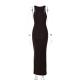 Women Dresses Summer Sexy U Collar Slim Fit Vest Dress