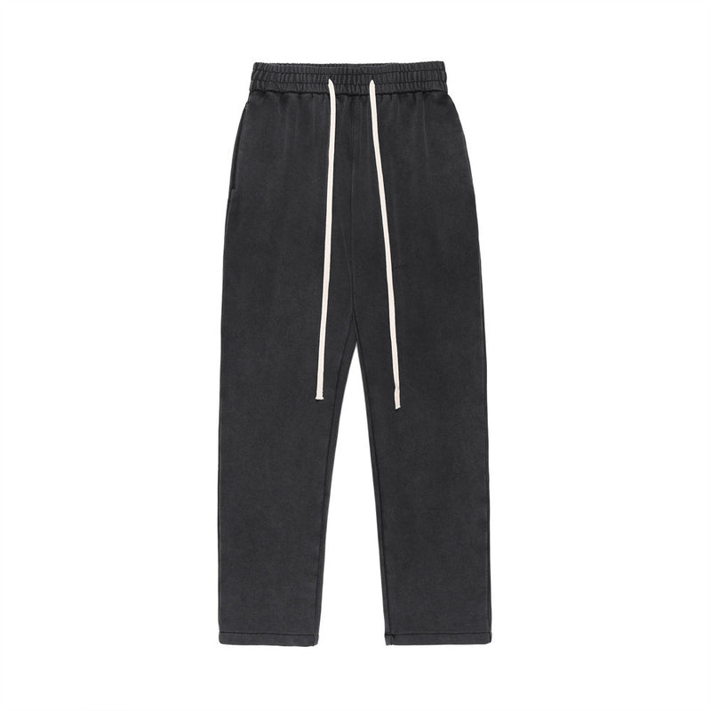 Men Sweatpants Zipper Pocket Loose Casual Pants Straight Sports Trousers