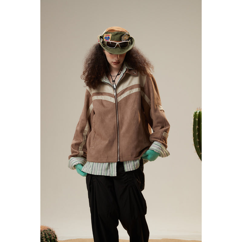 Unisex Jacket Retro Patchwork Loose Lapels Jacket