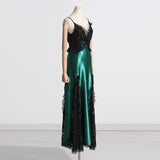 Women Dresses Lace Hollow-out Camisole Dress Long Dress (Qymy0409)