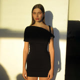 Women Dresses Summer Short Sleeve Solid Color Slim Fit Sexy Sheath Dress (Bla0420)
