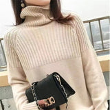 Women Knitted Pullover Turtleneck Autumn Sweater Loose Base Shirt